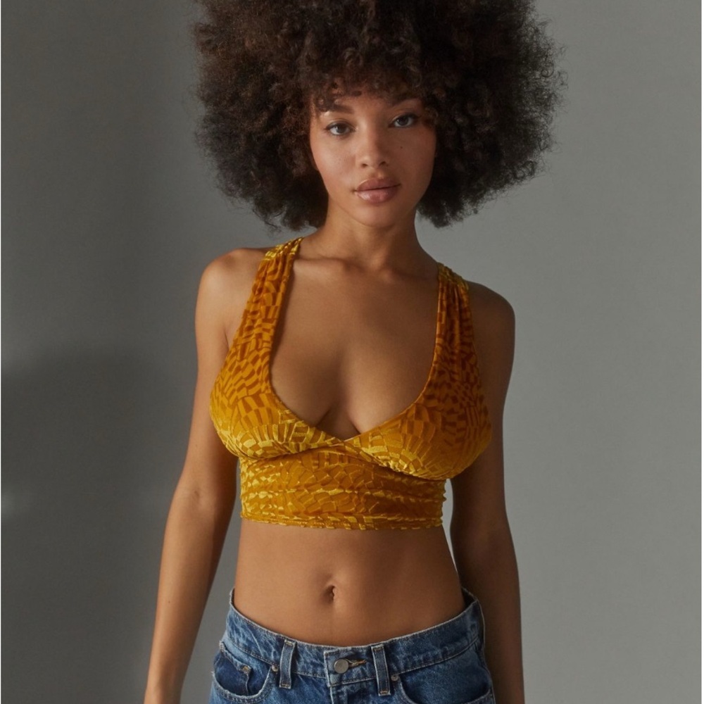 Urban Outfitters Mustard Textured Crop Top